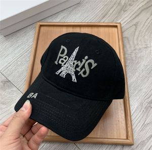 Gorras de béisbol de diseñador para hombre Sombreros Gorras ajustadas casuales Moda Letras de París Sombrero para mujer Sombrero de cubo de diseñador negro sólido