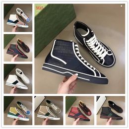 TOP Tennis 1977 Lona Zapatos casuales Diseñador de lujo Zapato para mujer Italia Verde y rojo Raya web Suela de goma Algodón elástico Low Top Zapatillas de deporte para hombre tamaño 38-46