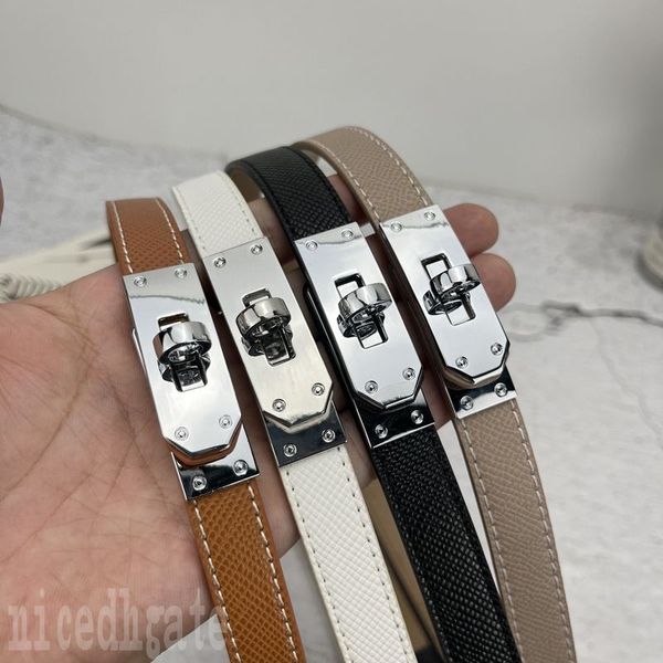 Cinturón de diseñador para hombre cinturón blanco marrón para mujer cinto de cuero suave pantalones simples cintura cerradura clásica mini hebilla 1,8 cm cinturones finos color sólido simple ga09