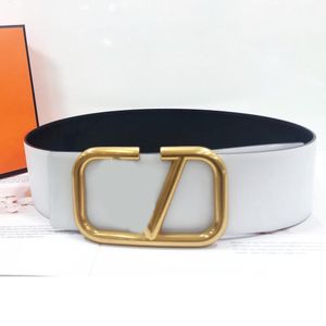 Heren Designer Belt Solid Color Luxury V Belts Cowhide Western Style Retro Tweezijdige Cintura Waistline verstelbare vrije tijd Dikke Black Wom 2376