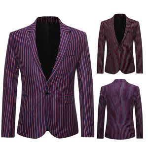 Blazers de diseñador para hombre, novedad de 2020, ropa de primavera y otoño para hombre, traje de traje con estampado de rayas verticales para hombre, chaqueta ajustada, chaqueta informal y trajes