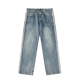 Mens Designer BLCG LENCIA X AD Make Old Washed Jeans Straight Stone Washed Pantalon Coeur Lettre Lavé Détruit Femmes Hommes jeans Jeans droits