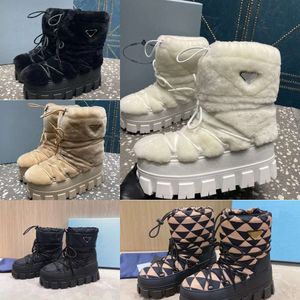 heren designerlaarzen Letter Dr Snowboot Nylon Moonlith Boot Martin Plaque Enkelskilaars Slip Ronde Luxe Designer Veterschoenen