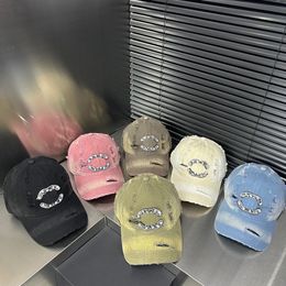 Herenontwerper Bucket Hat For Men Women Rhinestone Brand Letter Ball Caps 4 Seasons verstelbare luxe sport denim mode honkbal hoeden cap bindende zon hoeden