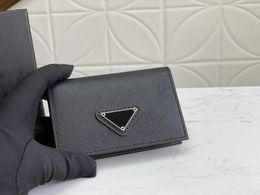 Porte-cartes de créateurs pour hommes portefeuilles de marque de triangle de luxe sacs à main de haute qualité milano célèbre styliste mode lettres en métal argenté pochette masculine avec boîte d'origine