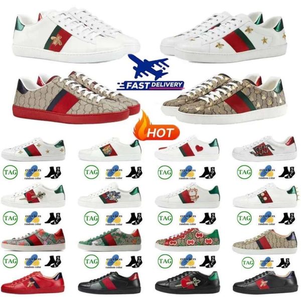 Zapatos casuales de diseñador para hombre Bee Ace zapatillas de deporte Zapatos bajos para hombre para mujer Zapatillas deportivas Tigre bordado Negro Blanco Rayas verdes Zapatillas para caminar