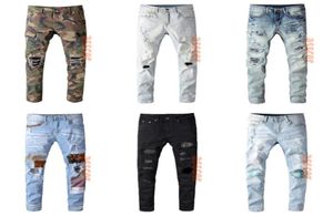 Jeans en détresse concepteur pour hommes Ripped Biker Slim Fit Motorcycle Jeans pour l'homme Skinny Denim Pantalon 28409841922