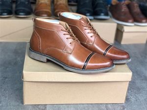 Mens Designer Chaussures Habillées À Lacets Martin Cheville Botte Bottes D'affaires Formelles À La Main En Cuir Véritable Chaussure De Fête De Mariage avec boîte 006