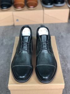 Zapatos de vestir de diseñador para hombre con cordones Martin Botines Botas formales de negocios Zapatos de fiesta de boda de cuero genuino hechos a mano con caja 018