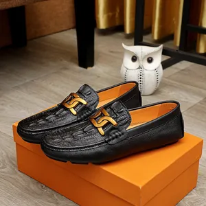 Heren Designer Dress Shoes Leisure Fashion Snakeskin Heren Party Business Flat Shoes Mannual Casual Slip On Loafers Maat 38-45