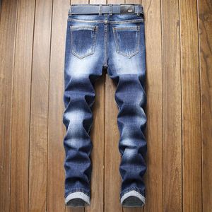 Mens Designer Fashion Washed Blue Jeans Classic Skinny Denim Scratched Distressed Biker Jean Pants271q