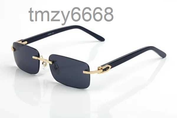 Gafas de diseñador para hombre Gafas de sol Sin montura Cuadrado Lente azul Melocotón Corazón Oro Hardware Pulido Artesanía Moda Rectángulo c Decorar Brazo Buff Anteojos de madera 9PN1