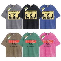 Hommes Designer Gu T-shirt Vintage Rétro Chemise lavée Marque de luxe T-shirts Femmes T-shirt à manches courtes T-shirts en coton d'été Hip Hop Tops Shorts Vêtements Diverses couleurs-74