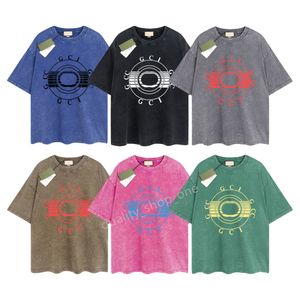 Hommes Designer Gu T-shirt Vintage Rétro Chemise lavée Marque de luxe T-shirts Femmes T-shirt à manches courtes T-shirt d'été T-shirts hip hop Tops Shorts Vêtements Différentes couleurs G-49