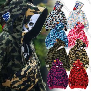 diseñador para hombre sudadera con capucha completa sudadera con capucha de tiburón con capucha de camuflaje de camuflaje sudadera con capucha suéter de mujer bapes de manga larga tech a1zw##