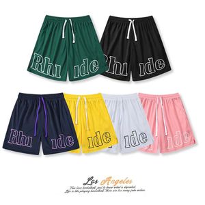 Shorts heren rhude Designer korte heren Zomer Sneldrogend Ademend Mesh Trekkoord Beachwear Losse sportshorts voor heren