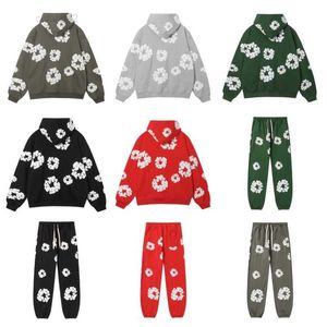 Heren Designer Hoodie Man Broeken Kleding Zweetpak Joggingbroek Trainingspakken Groen Rood Zwart Hoodies Tranen Hoody Bloemen H7TP 012B