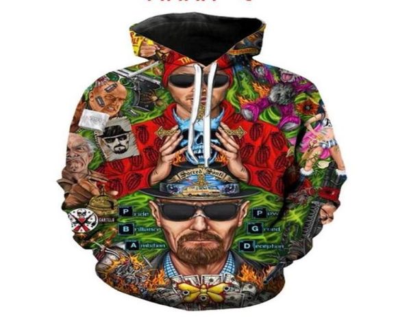 Heren Designer Hoodies Voor Mannen Sweatshirt Liefhebbers 3D Breaking Bad Montage Hoodies Jassen Met Capuchon Truien Tees Kleding WP0167089105