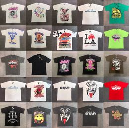 Designer Hellstar Shirt Mens T-shirt Dames grafische tee hipster vintage gewassen stof street graffiti-stijl barsten geometrisch patroon heren t-shirts afdrukken