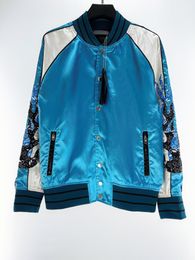 chaqueta de diseñador para hombre Escudo de bordado de llama azul negro hombres Uniforme de béisbol causal Ropa de hip hop Botones de trinchera de moda para hombres prendas de vestir exteriores Deporte
