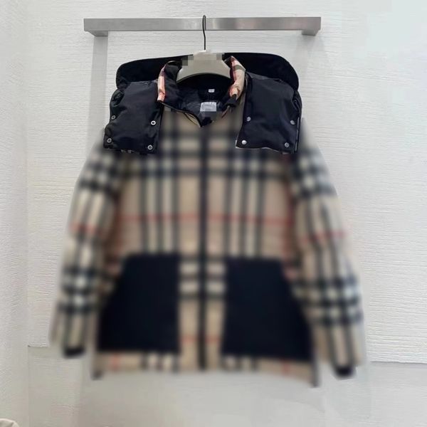 chaqueta de diseñador para hombre chaqueta acolchada Burberys Chaqueta de invierno con bolsillos grandes a cuadros de color caqui Lo mismo para abrigos para hombres y mujeres La textura a cuadros está recortada para abrigos más cálidos