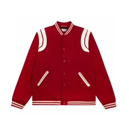 Heren Designer Jacket Coat Mens Street Hip-Hop Classic Retro Baseball Uniform Cashmere Pure Color Casual All-match Red Parka