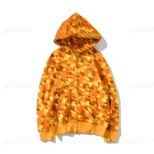 Chaqueta para hombre Sudaderas con capucha de tiburón Ape Head Naranja Camuflaje Sudadera High Street Marca Chaqueta Diseñador Sudadera con capucha Tech Fleece Cardigan