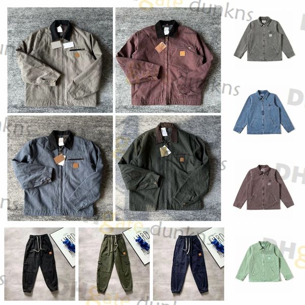 Chaquetas de diseñador para hombre Chaqueta de lona lavada Carhart vintage Abrigo con cuello de solapa Ropa Carharttlys Outwear Abrigos acolchados Pantalones largos Pantalones Tallas asiáticas