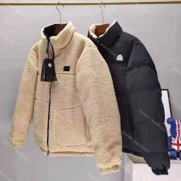 Jackets de diseñador para hombres Jackets de vellón de invierno Collar de ropa de abrigo North Parka Down Coats Fu Routdoor Coat Hombres de cordero engrosado cálido Golpe de dos caras al aire libre