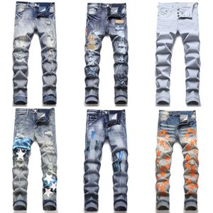 Heren Designer Jeans Amirs Broek Mode Hiphop Letter Graffiti Print Elastisch Comfort Slim Fit Broek Amirly Trendy Heren Joggingbroek Heren Jeans