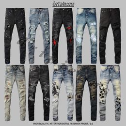 AMR-Jeans Hoge kwaliteit Heren jeans designer jeans mode jeans luxe broek nooddeed scheurde jeans slanke fit motorfiets broek skinny jeans usa drip jeans