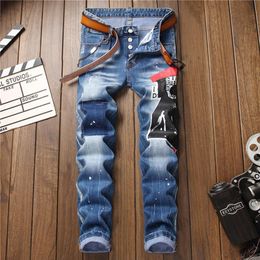 Herren-Designer-Jeans, schwarz, luxuriöse, zerrissene, dünne Biker-Moto-Hose für coole Herren, Hip-Hop-Denim, Rock-Revival342y
