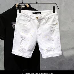 Pantalones de diseñador de diseñadores para hombres Botón Botón Temperamento diario Jeans de moda pierna recta Recta Summer Summer Fashion Urban Ins Five Point Pants
