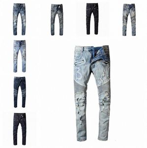 Jeans de diseñador para hombre Apenado Ripped Biker Slim Fit Motociclistas Bikers Denim For Men s Fashion Mans Black Pants pour hommes L9by #