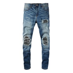 Hommes Designer Jeans En détresse Ripped Biker Slim Fit Moto Denim pour Hommes Top Qualité Mode Jean Pantalon Pour Hommes 6520