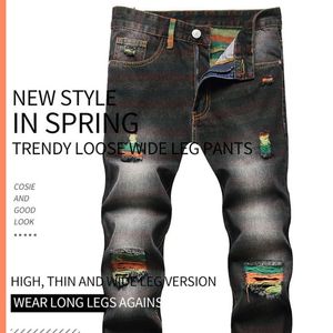 Jeans créateurs pour hommes en détresse tube droit en liberté pour les hommes de la mode des hommes pantalons noirs 302w