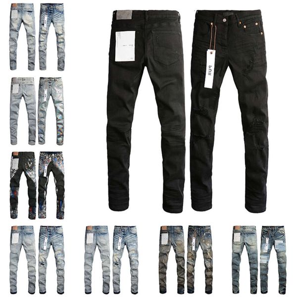 Jeans de diseñador para hombre Moda desgastados Moteros rasgados Denim cargo para mujer para hombres b l o e