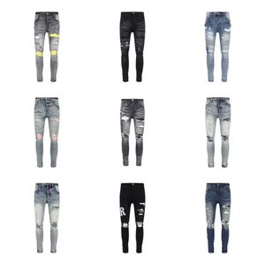 Heren Designer Jeans For Men Mens Jeans European Jean Hombre Mens broek broek Biker Borduurwerk gescheurd voor trend katoenen mode jeans Men Lading Pants 30-40