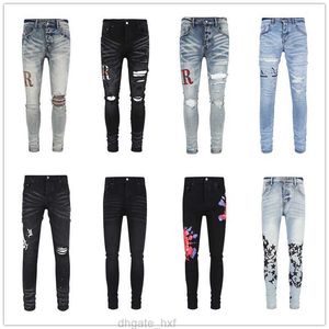 Jeans de marque pour hommes pour hommes Pantalon déchiré près du corps Pantalon crayon mince Marque Para déchiré motard noir bleu jean slim fit moto