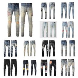 Jeans de concepteur pour hommes pour hommes jeans skinny man high high street trou étoile patch solet étoile de broderie panton