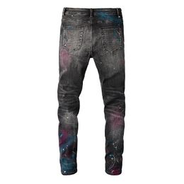 Jeans de créateur masculin jeans pour hommes jeans pour hommes jeans européens jean hombre pantalon pour hommes pantalon biker broderie déchirée pour tendance coton jeans jeans masculins pantalon de cargaison noire hanche