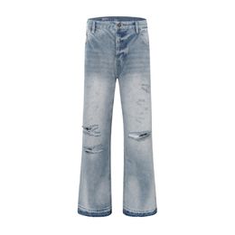 Jeans de diseñador para hombre Jeans Pantaltador de senderismo Racped Hip Hop High Street Motorcycle Bordery Close Fiting Slim Pencil Pants#Q3