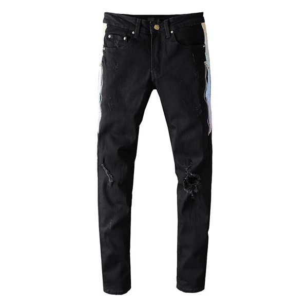 Jeans de créateur pour hommes, nouveau pantalon décontracté, Cowboy populaire, marque célèbre, fermeture éclair, trous de styliste Hip Hop, Denim, taille américaine 28-40272x