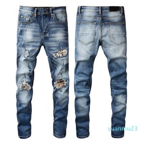 Heren designer jeans ster hoge elastieken noodlijdende gescheurde slanke pasvorm motorfiets biker denim voor heren mode zwarte broek 2024 hoge kwaliteit