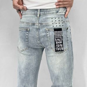 Designer masculin Ksubi Jeans pour hommes pantalons man rip denim jeans biker gris peinture détresse extension moto moto halloween jeans violet pour hommes 725