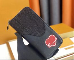 Hommes Designer Longs portefeuilles de luxe ZIPPY VERTICAL sacs à main fleurs classiques lettre denim longs porte-cartes de haute qualité mâle mode coeur embrayage avec boîte sac à poussière