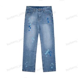 Mens Designer Make Old Washed Chromees Hearts Jeans Chrome Pantalon droit Coeur Croix Broderie Lettre Prints pour Femmes Hommes Casual Long Style CH jeans F11