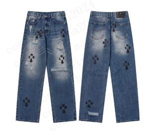 Hommes Designer Faire vieux Chromees Hearts Jeans Chrome Pantalon droit Coeur Croix Broderie Lettre Prints pour femmes hommes Jeans #Qa