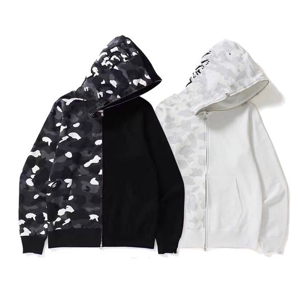 mens designer mens hoodies designer hoodie Shark femmes lumineuses pulls molletonnés lettres Camo sweat à capuche surdimensionné coton zip hoodies cardigan brodé