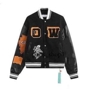 Hommes Designer Off Vestes Coupe-vent Varsity Vintage Lâche Long Baseball Hip Hop Harajuku Offs Lettre Blanche Broderie Streetwear Hommes 228 554